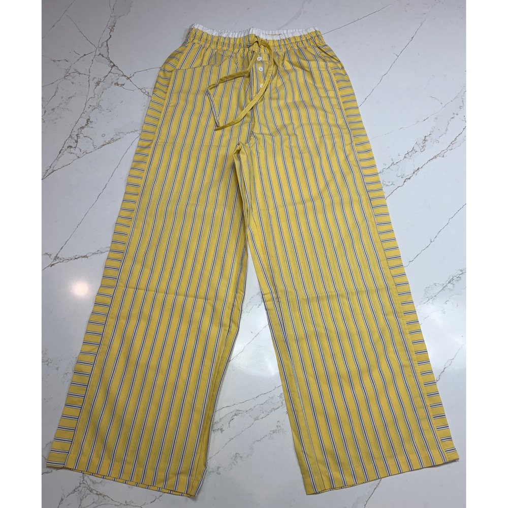 Talulah Womens Yellow Striped Wide Leg Lounge Pants High Rise Size S NWOT